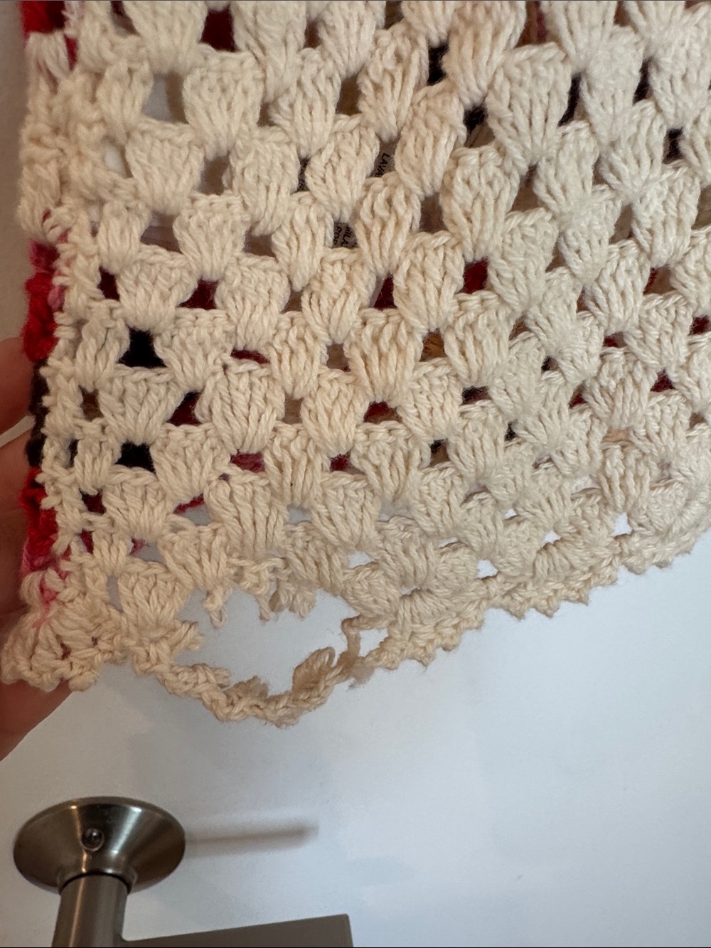 Crochet Sleeveless Tank Top in Cream and Pink - Handmade Look - Picture 8 of 8